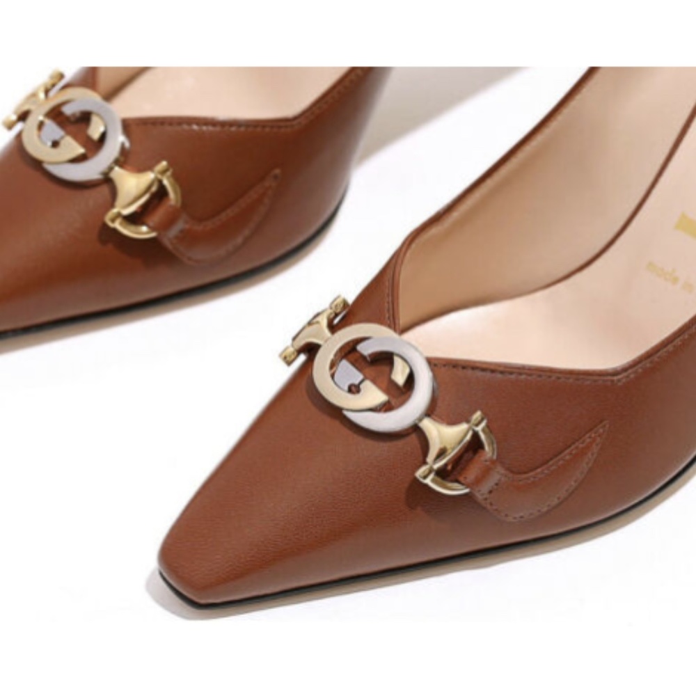 NIB Gucci Zumi 75 Pump Cognac Leather Pumps - Picture 3 of 12